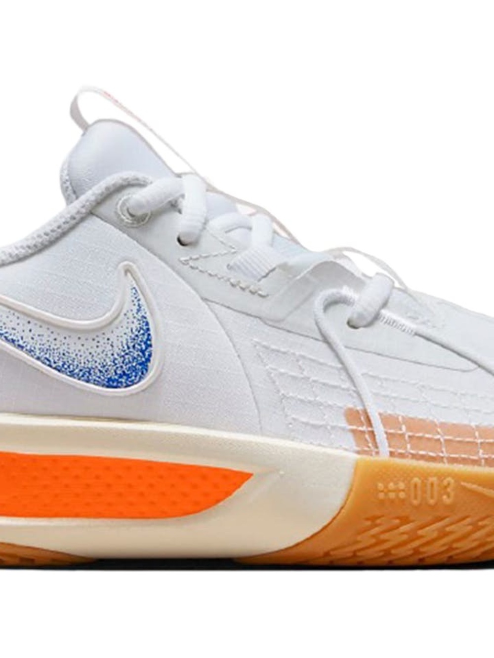 Nike White Basketball Sneakers with Orange Accents and Gum Sole